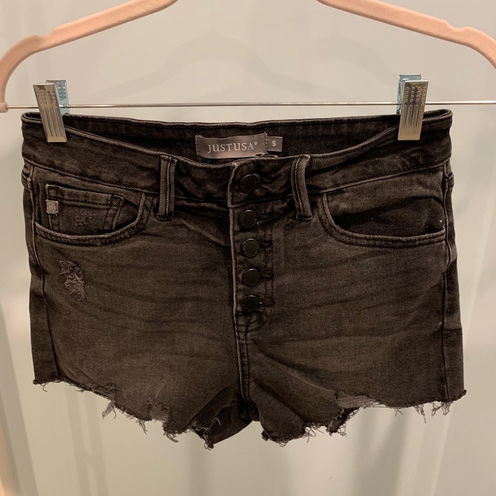 Charcoal Button Up Shorts